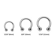 Horseshoe CBR 14G or 16G With Beads  Surgical Steel Ring 3Pack