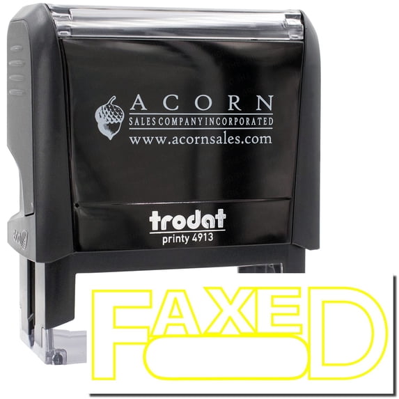 Large Self-Inking Faxed with Round Date Box Stamp, Trodat Printy 4913, Press and Print Stamping, Impression Size 7/8" x 2-1/4", Up to 10,000 Impressions - Yellow Ink