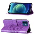thumbnail image 3 of Decase iPhone 12 Case, Butterfly Patterned Wallet Case, Magnetic Folio Faux Leather with Wrist Strap Credit Card Holder Slots Kickstand Protective Cover For iPhone 12, Lightpurple, 3 of 14