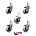 thumbnail image 2 of 2 Inch Thermoplastic Rubber Wheel 1/2 Inch Threaded Stem Caster Set of 5 SCC, 2 of 2