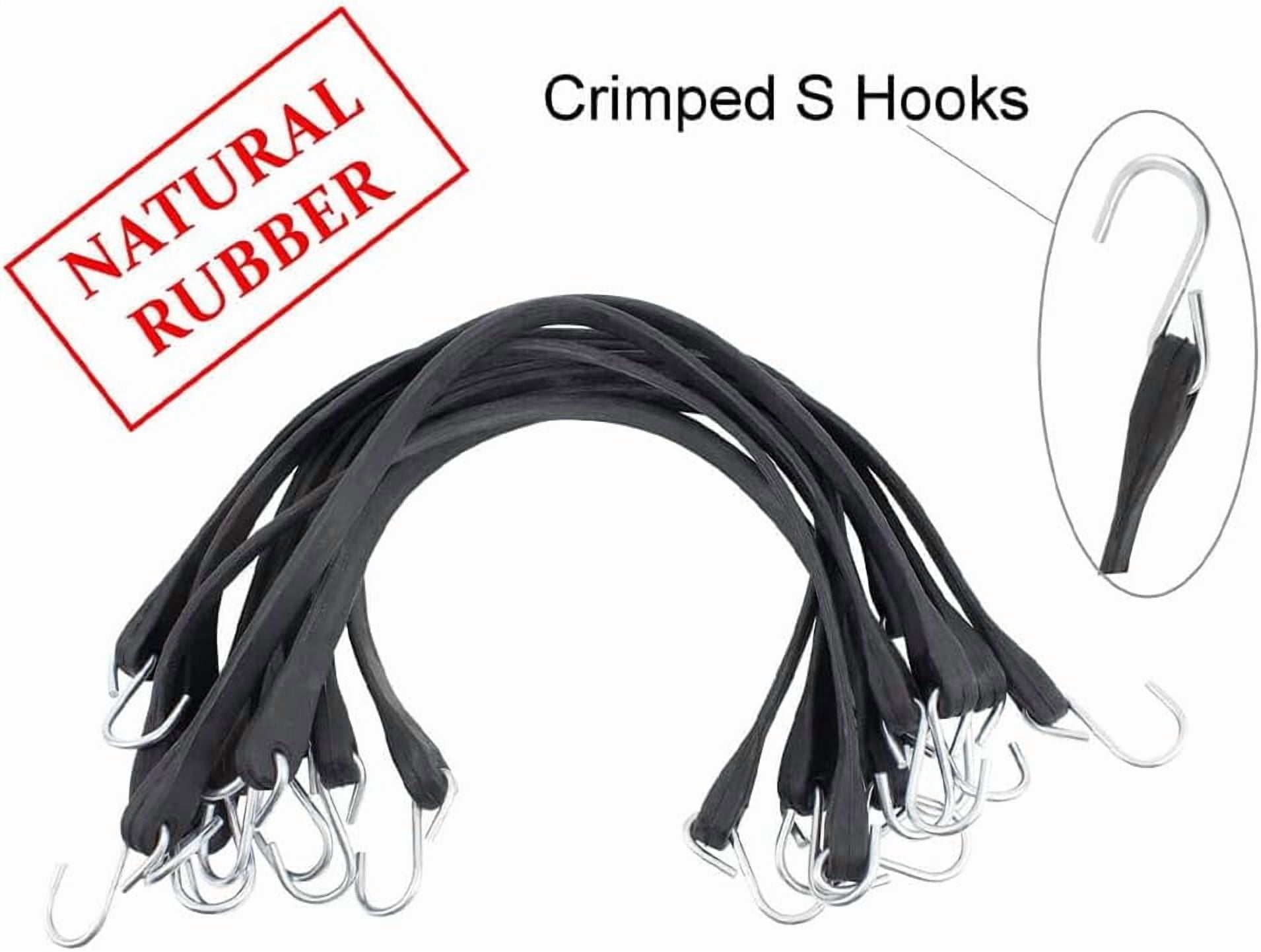 50 Pack 21" Natural Rubber Tarp Bungee Straps Tie Down Cords S Hooks Heavy Duty Ideal for Securing Tarps