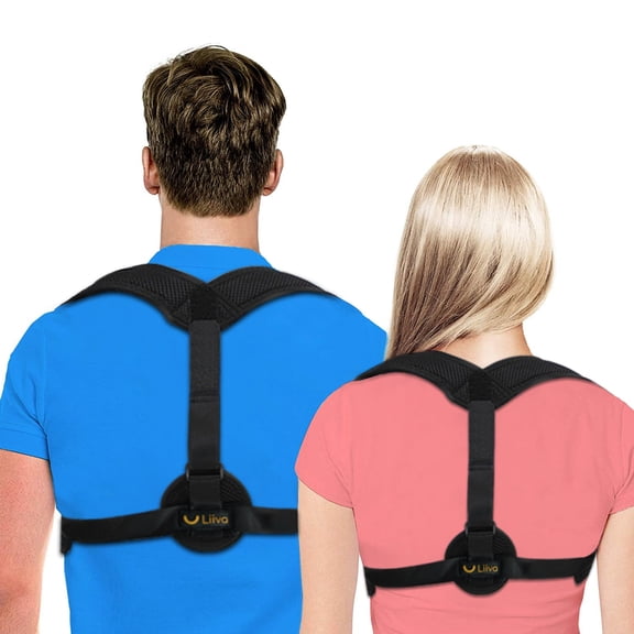 Liiva Adult's Adjustable Support Belt for Back Clavicle Support and Upper Back Correction, Black