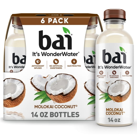 Molokai Coconut Antioxidant Infused Water Beverage, 14 fl oz, 6 Pack Bottles