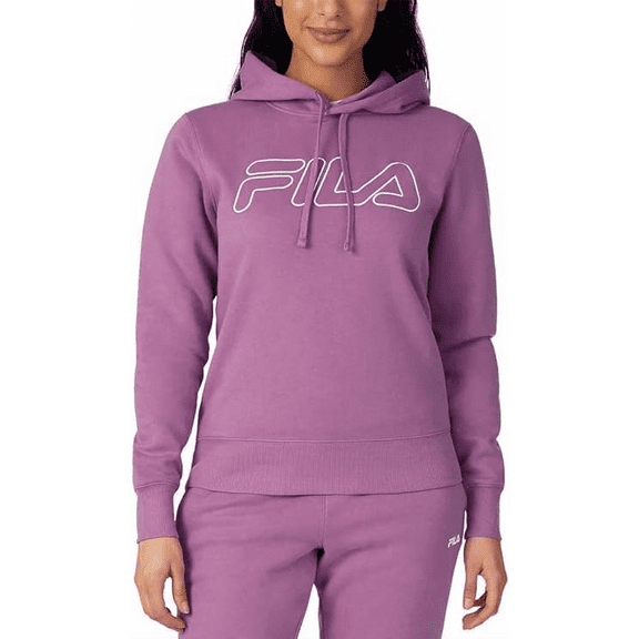 Fila Womens Midweight Fleece Pullover Logo Hoodie - (Mulberry, Small)