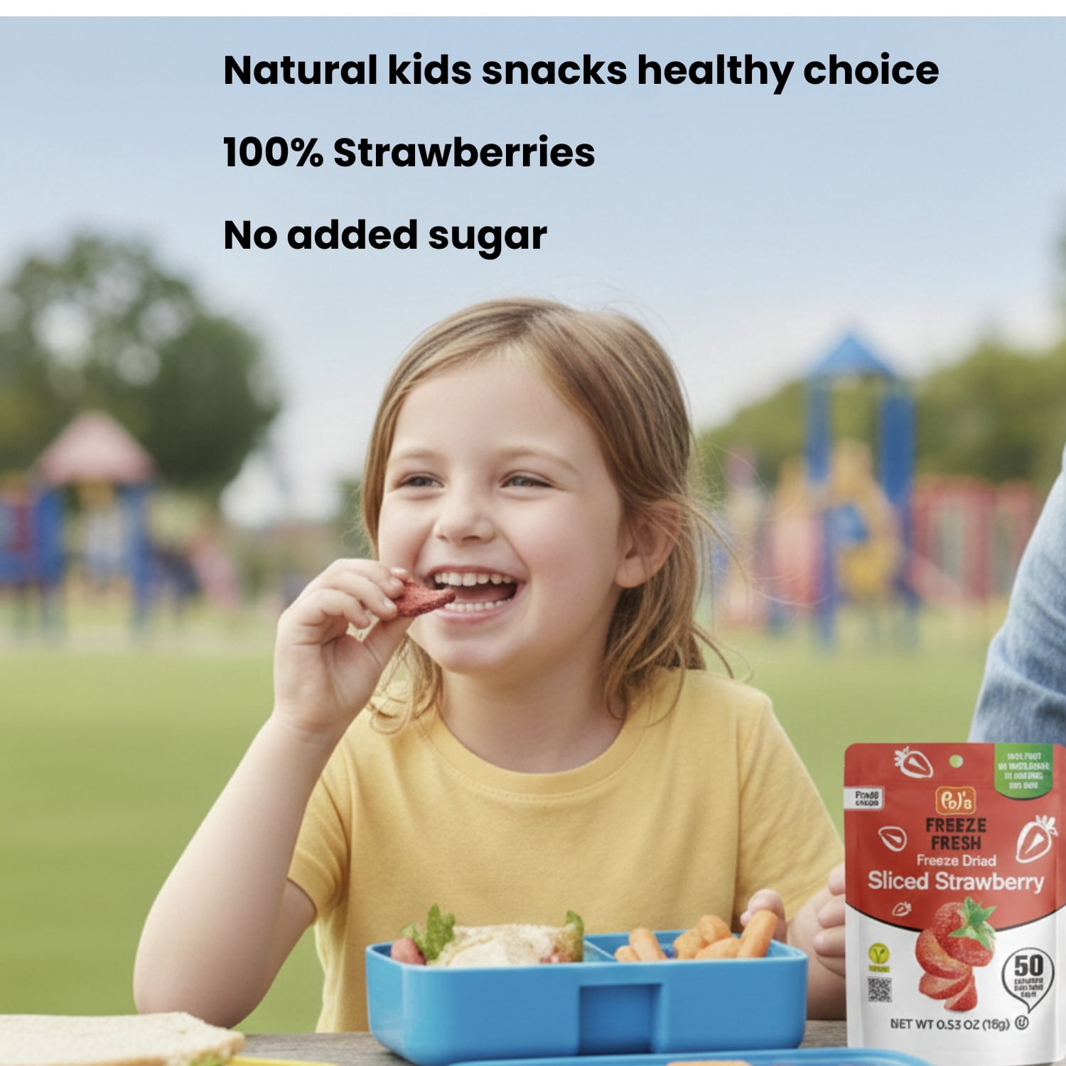 POL'S FREEZE FRESH All Natural Freeze Dried Fruit Snacks, Strawberry Crisps,Healthy, Gluten-Free, Vegan,Crunchy&Yummy,Perfect for School Lunches,Pack of 12 (0.53oz each)