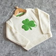 thumbnail image 3 of Traditional Craft Ltd. Girl's Cream Knit Irish Emerald Shamrock Kids Jumper from Ireland, 3 of 7