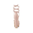 thumbnail image 2 of BLISSFUL STEP Sandales à Talons Hauts Épais à Plateforme à Lacets pour Femmes Rose Poudré (Taille 7), 2 of 6