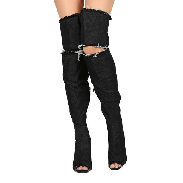 liliana denim thigh high boots