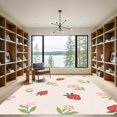 thumbnail image 2 of ODIKA 5'x7' Machine Washable Non-Slip Area Rug, Wavy Checkered Design with Playful Strawberry and Blossom Details High Traffic Rug, Beige, 904561, 2 of 7