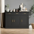 thumbnail image 5 of Cozy Castle Black Kitchen Buffet Cabinet, Black Kitchen Storage Cabinet with 3 Doors and 3 Drawers, Black Buffet Sideborad for Dining Room, Dining Room, Kitchen, 5 of 7