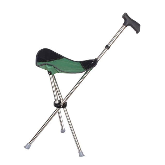 Bastón Con Asiento Para Caminar, Portátil, De Viaje, Ligero, Para Sentarse, Plegable, Color Verde