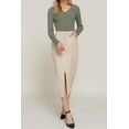 thumbnail image 5 of FashionStream Women's Relaxed Fit Corduroy Pencil Skirt Off-White, 5 of 5