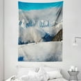 thumbnail image 1 of Winter Tapestry, Panoramic View on Mountains and Two People Walking French Alps Hiking Travel, Wall Hanging for Bedroom Living Room Dorm Decor, 60W X 80L Inches, Blue White Brown, by Ambesonne, 1 of 2