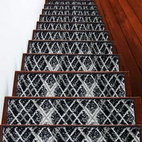 Stair Treads Modern Collection Contemporary, Cozy, Vibrant and Soft Stair Treads, 9'' x 28'', Navy & White, Pack of 13 [100% Polypropylene]