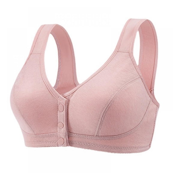 Prettyui Women's Sports Bra Front Closure Cotton Wirefree Plus Size Bra