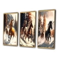 thumbnail image 3 of Designart "Wild Horses Galloping in Winter Scene II" Animals Horse Framed Wall Art Set Of 3 - Brown Horse Frame Gallery Wall Set For Home Decor, 3 of 6