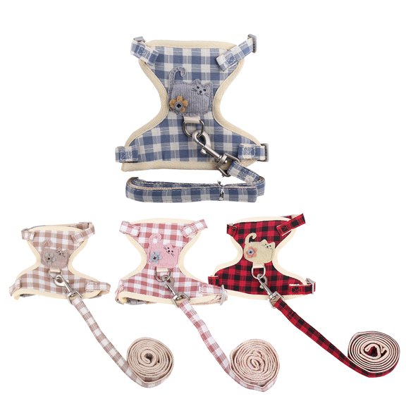 shenmeida 1 Set Cat Harness and Leash for Walking Escape Proof, Adjustable Kitty Walking Jackets for Outdoor, Plaid Design Stylish Kitty Vest