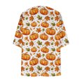 thumbnail image 3 of qolati Halloween Cardigan for Women 3/4 Sleeve Open Front Cardigans Jacket Holiday Fall Outwear Cute Ghost Pumpkin Graphic Cover Up Blouse Tops Orange L, 3 of 5