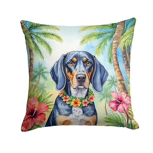Bluetick Coonhound Luau Throw Pillow 14 in x 14 in