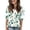 Dark Green, variant on Women’s Casual Floral Print Five Sleeve Round Neck Button Half Sleeve Top Loose Fit Lightweight Blouse for Daily Wear Black L
