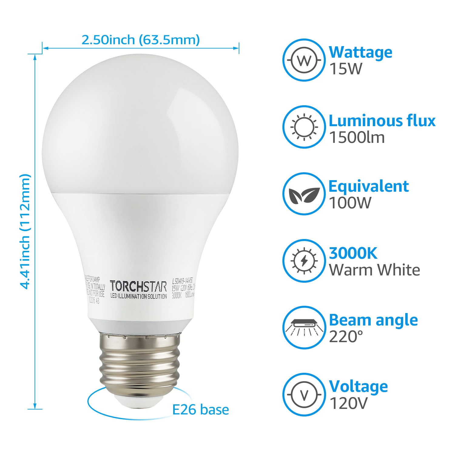8 Pack Garage Door Opener LED Light Bulb, 100W Equivalent, 1700 Lumens Ultra-Bright A19, Shock Resistant Minimize Interference, 3000K Warm White, 15-Watt, UL-FCC listed, E26 Base