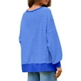 thumbnail image 5 of Duoif Womens Sweatshirt Women's Striped Crewneck Sweatshirt - Oversized Knit Pullover Sweatshirt for Women Blue XXL, 5 of 9