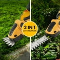 thumbnail image 2 of 390W Handheld 2-in-1 Hedge Trimmer, 15,000 RPM, 24V Battery-Powered Cordless Grass Cutter with Two Batteries and Charger for Garden and Lawn Maintenance, Yellow, 2 of 10