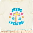 thumbnail image 4 of Inktastic Easter Jesus Loves Me with Cross and Flowers Girls Toddler Dress, 4 of 5