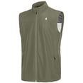 thumbnail image 3 of Men's Lightweight Windproof Sleeveless Golf Vest Full Zip Stand Collar Athletic Gilet with Reflective Print Rear Zipper Pocket Dark Gray Green S, 3 of 6