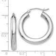 thumbnail image 3 of Real 14kt White Gold Polished 4mm Tube Hoop Earrings; for Adults and Teens; for Women and Men, 3 of 3