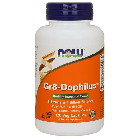 NOW Supplements, Gr8-Dophilus™with 8 Strains & 4 Billion Potency, Shelf Stable, 120 Veg
