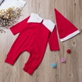thumbnail image 3 of Bébé à Manches Longues Poupée Col Romper + Chapeau de Noël Claus Ensemble Habillé Combinaison 2pcs, 3 of 6