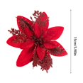 thumbnail image 5 of Flores de Navidad rojas con purpurina, adornos de flores artificiales de Poinsettia, decoración navideña para el hogar, Año Nuevo, 5/10 piezas, 15cm, 2024, 5 of 5