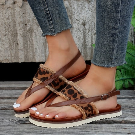 

Reduce Sandals MIARHB Women Flat Bohemian Style Beach Leopard Print 43