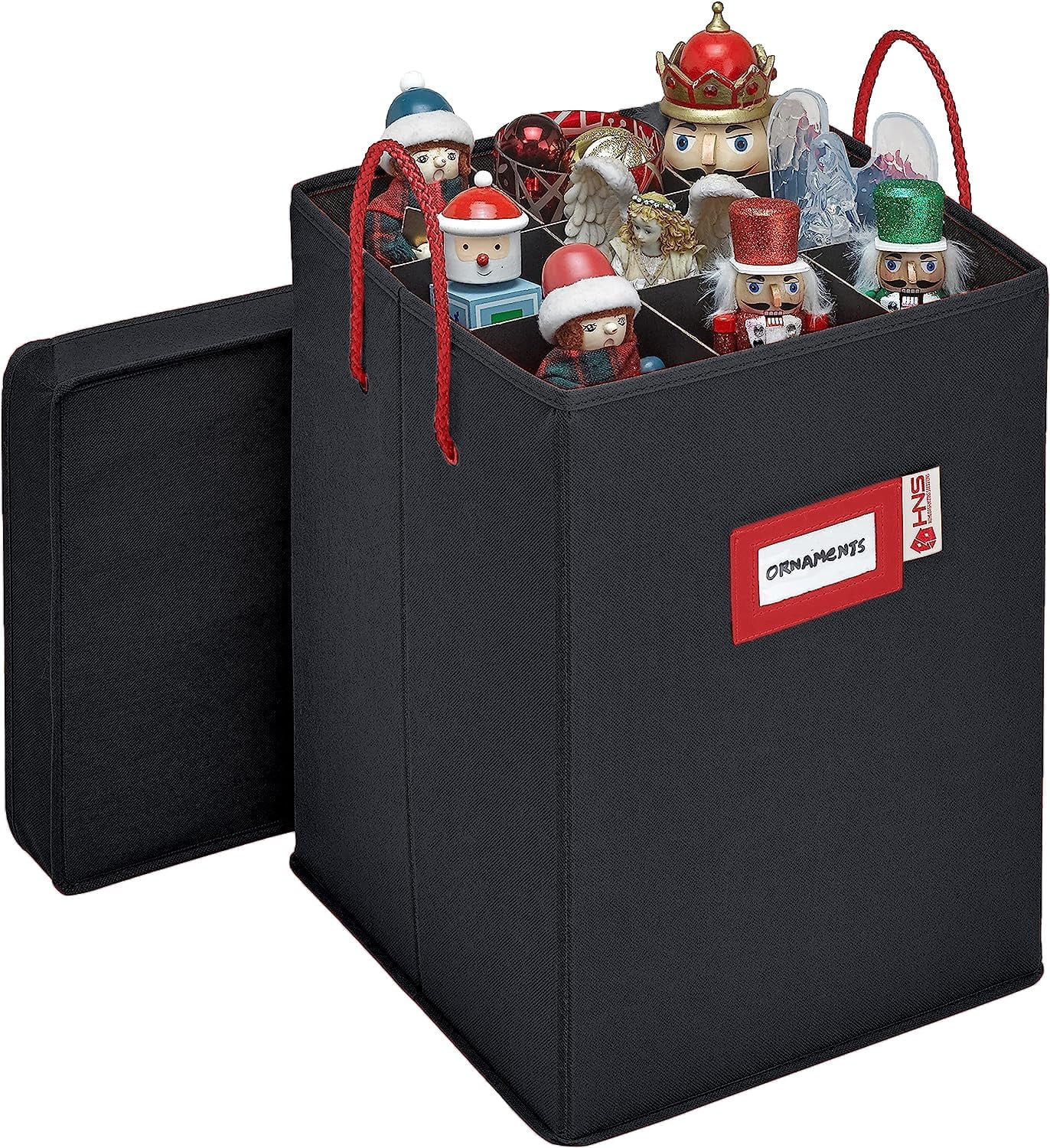 YETTASBIN Christmas Nutcracker Large Christmas Ornament Storage Box with  Zipper & Adjustable Dividers, Storage Container with Lid & Handles for 64