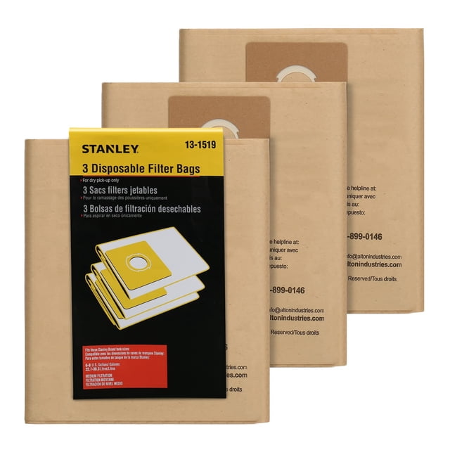 Bolsa de filtro desechable Stanley 13-1519 para SL18016/SL18017, paquete de 3