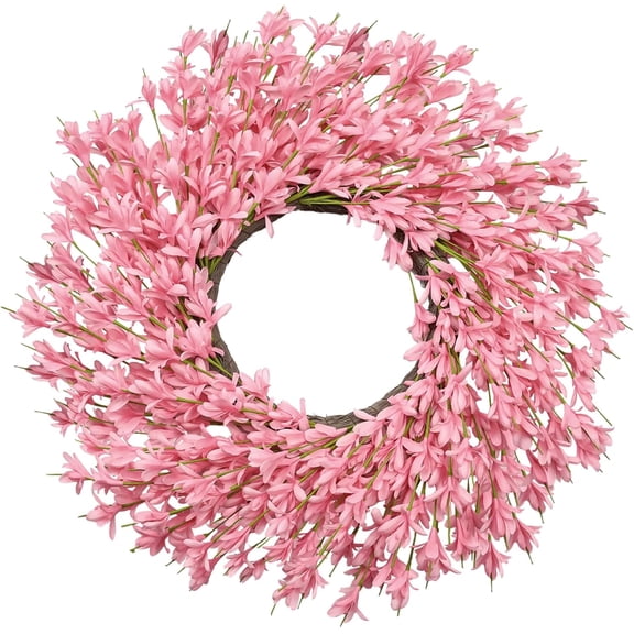 Guvpev 26" Large Spring Flower Wreath for Front Door - Spring Summer Door Wreath Easter Decorations for Indoor/Outdoor, Pink Wild Floral Wreath for Farmhouse Porch Wall Wedding Living Room Home Decor