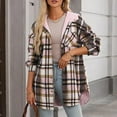 thumbnail image 2 of Women's Plaid Shacket Jacket Long Sleeve Boyfriend Sweatshirt Blouses Button Down Hooded Jackets, 2 of 6