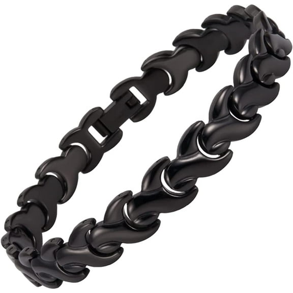 Wollet Modern Black Stainless Steel Magnetic Bracelet for Men with 12 Magnets Jewelry Gift