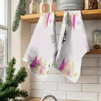 Lksixu Christmas Kitchen Towels, 18x26 inch Microfiber Xmas Tree Merry Christmas Hand Towels, Soft Absorbent Quick Dry Christmas Theme Dish Towels Winter Holiday Decorative Towels for Home Bathroom