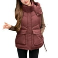 thumbnail image 5 of MELDVDIB Womens Full-Zip Quilted Puffer Vest Coat Solid Color Hooded Jacket Warm Padded Sleeveless Lounge Outwear Tops with Zipper Pocket, 5 of 5