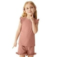 thumbnail image 3 of Krdevn Girls Summer Outfits 2 Piece Set Toddler Baby Pure Color Sleeveless Top Elastic Waist Shorts Casual Beach School Party Yoga Play,6-12 Months, 3 of 7