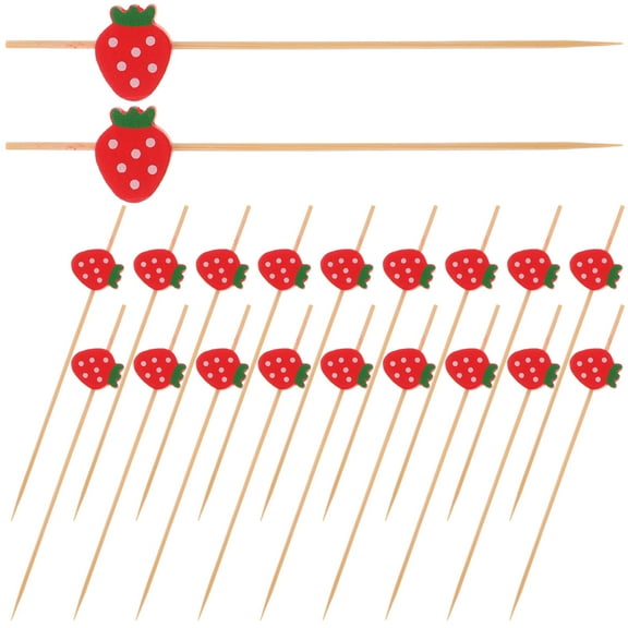 Minkissy 100Pcs Bamboo Strawberry Picks Perfect for Party Snacks and Cocktail Accessories