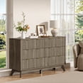thumbnail image 3 of KeyWhat Fluted Dresser for Bedroom, Modern Wooden 6 Drawer Dresser, Storage Cabinet Chest of Drawers for Living Room, Grey Alder, 3 of 8