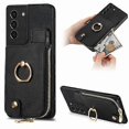 thumbnail image 1 of For Samsung Galaxy S21+ 5G Cross Leather Ring Vertical Zipper Wallet Back Phone Case, 1 of 5