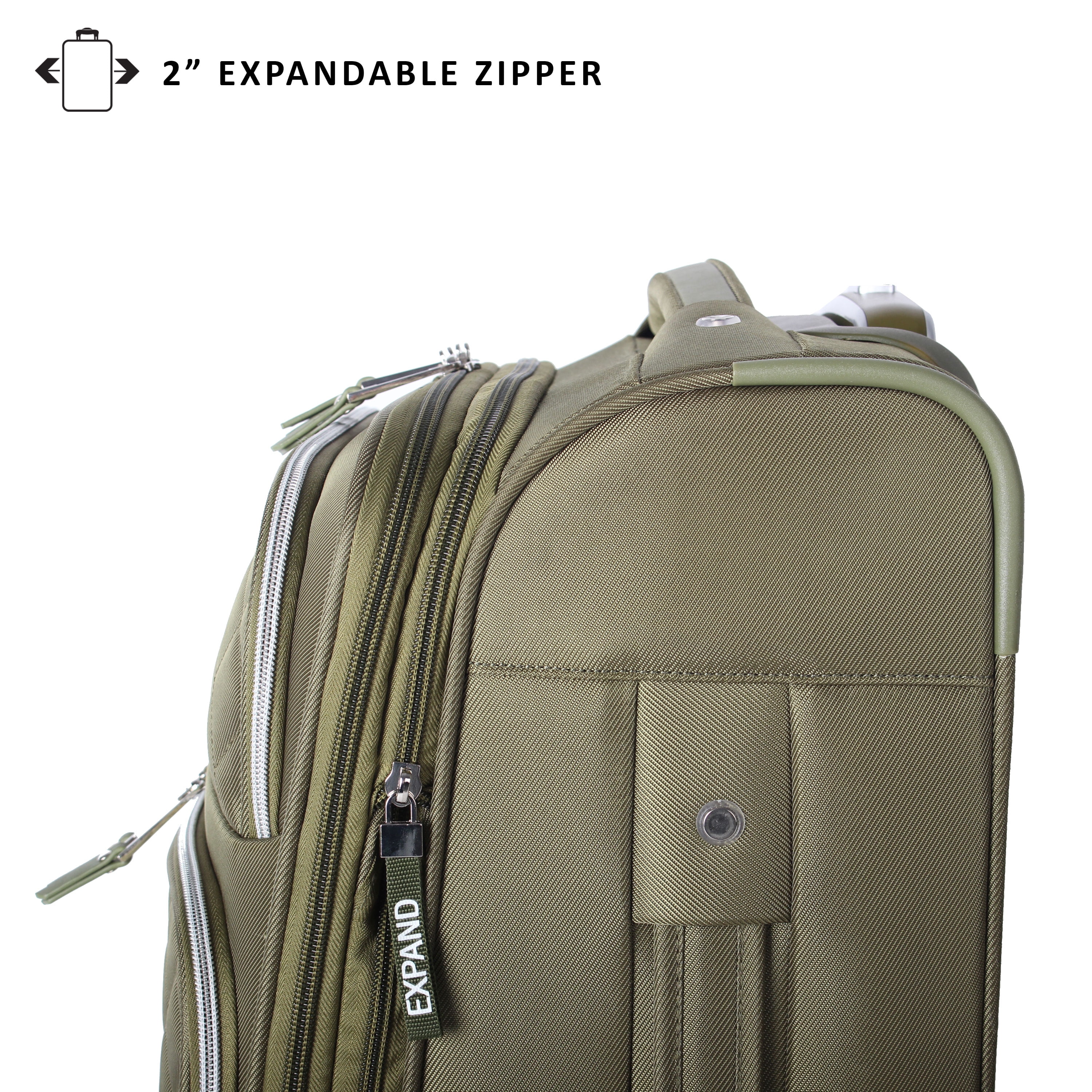 Free Shipping! MADDEN NYC, Aesthetic Soft Side 28" Expandable Checked Luggage, Olive  (图5) Free Shipping! MADDEN NYC, Aesthetic Soft Side 28" Expandable Checked Luggage, Olive  (图5)