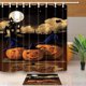thumbnail image 1 of ABPHQTO Trick or Treat Decor Calabaza con Sombrero de Cosplay en Suelo de Madera para Halloween Cortina de Ducha 160x180 cm con Felpudo Alfombras de Baño 40x60 cm, 1 of 1