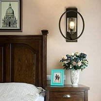 Maxax Modern Wall Sconces Set of 2, Industrial Metal Wall Lights with Clear Glass Shade, Indoor Decor Metal Wall Mount Lighting, E26 Base, for Staircase, Bathroom, Bedroom, Living Room, Black