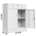 thumbnail image 4 of Metal Storage Cabinet, Locking Cabinet with 1 Drawer and Adjustable Shelf, 36" H x 28" W x 16" D Steel Storage Cabinet for Office, Garage, Home-White, 4 of 8
