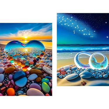 YALKIN Diamond Painting Pack for Adults Kids with Full Tools Accessories, Love Shell Full Round Diamond Art Kits, 2 Pack 30X40CM